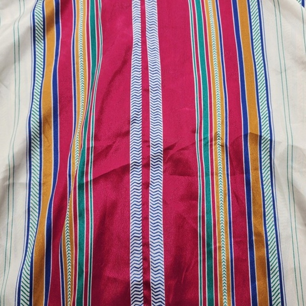 Vintage Its Gailord Top Womens L Multicolor Striped Button Down Balloon Sleeve - Picture 5 of 10